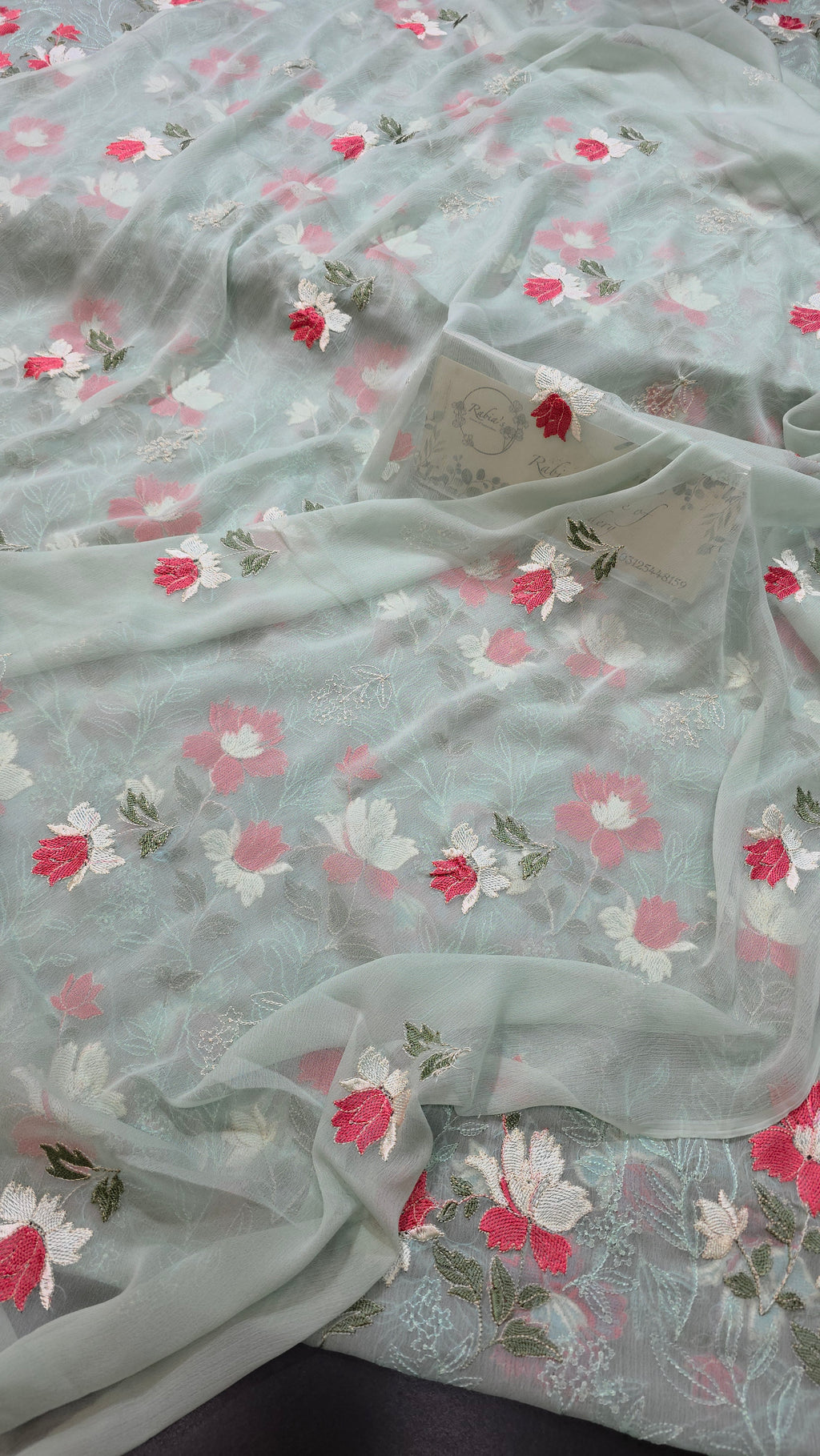 Chiffon allover embroidered shirt and duppatta