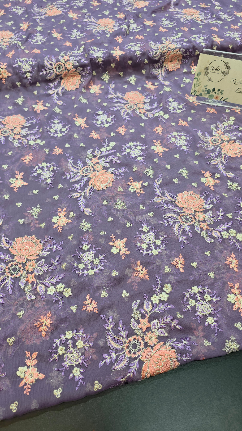 Chiffon allover embroidered shirt and duppatta