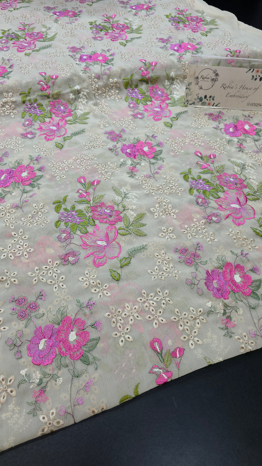 Chiffon allover embroidered shirt and duppatta