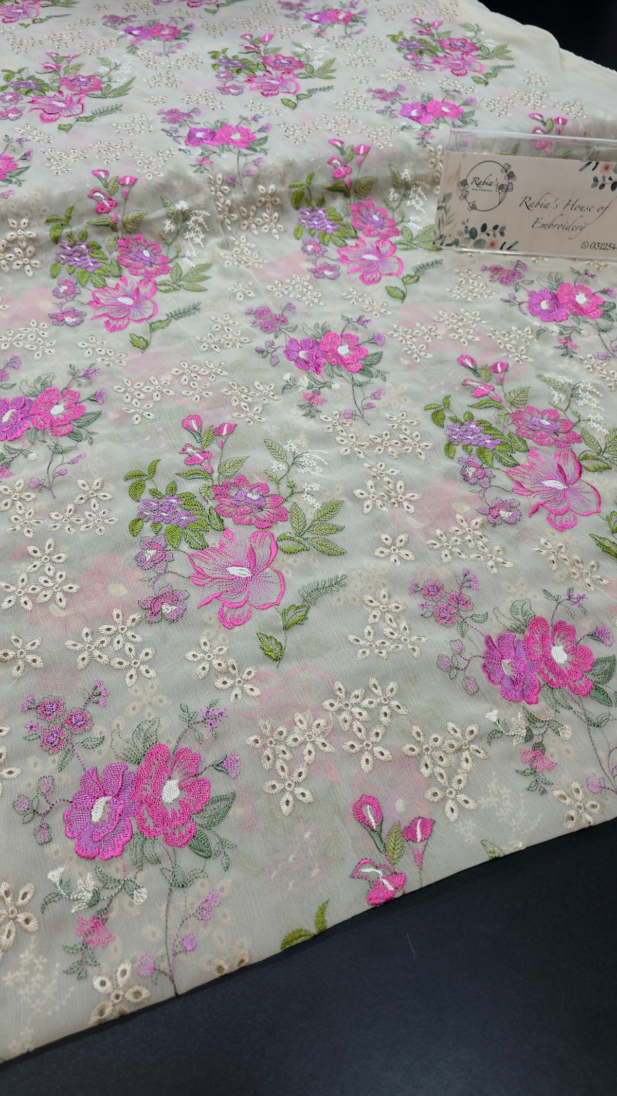 Chiffon allover embroidered shirt and duppatta