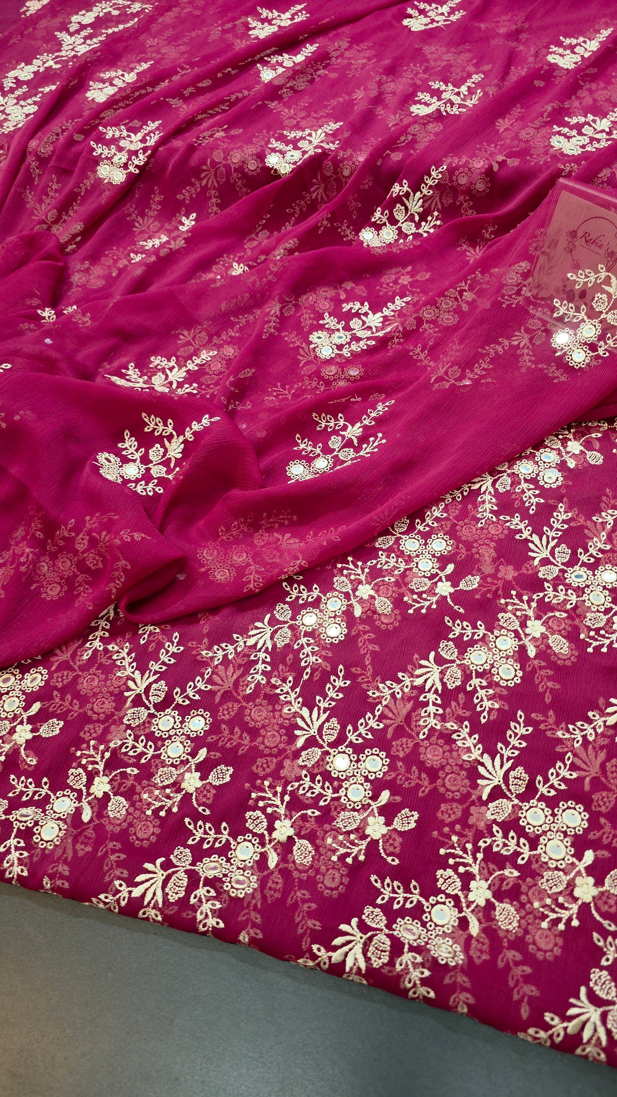Chiffon allover embroidered shirt and duppatta