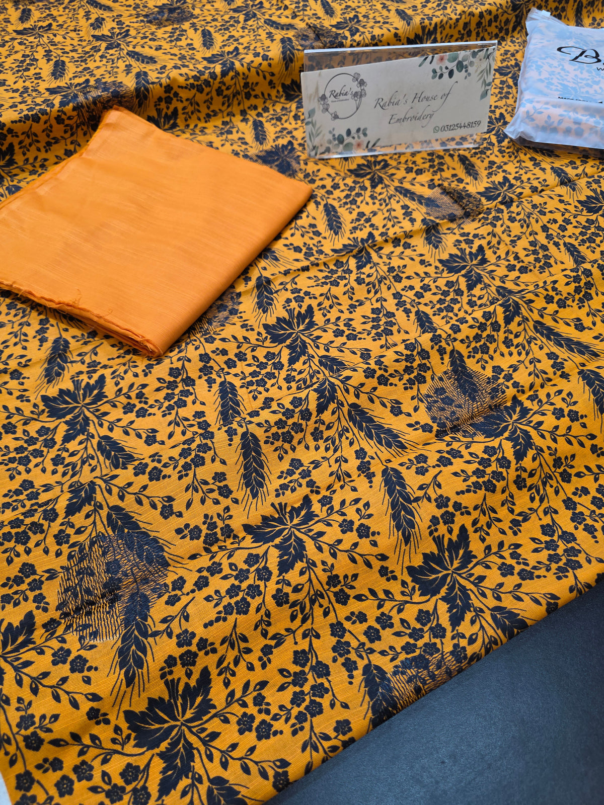 Bareeze printed plus embroidered khadder