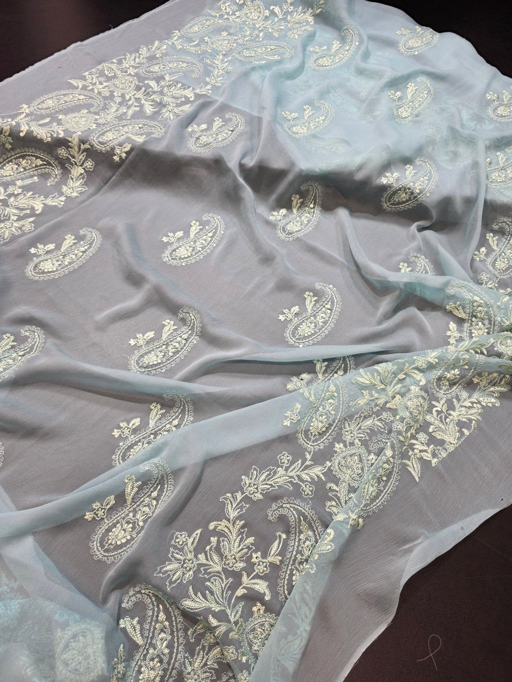 Chiffon allover embroidered shirt and duppatta