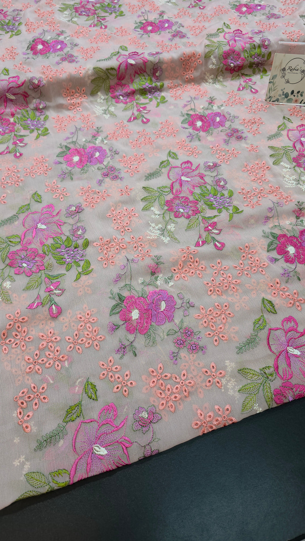 Chiffon allover embroidered shirt and duppatta