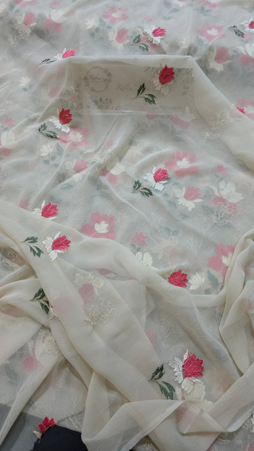 Chiffon allover embroidered shirt and duppatta