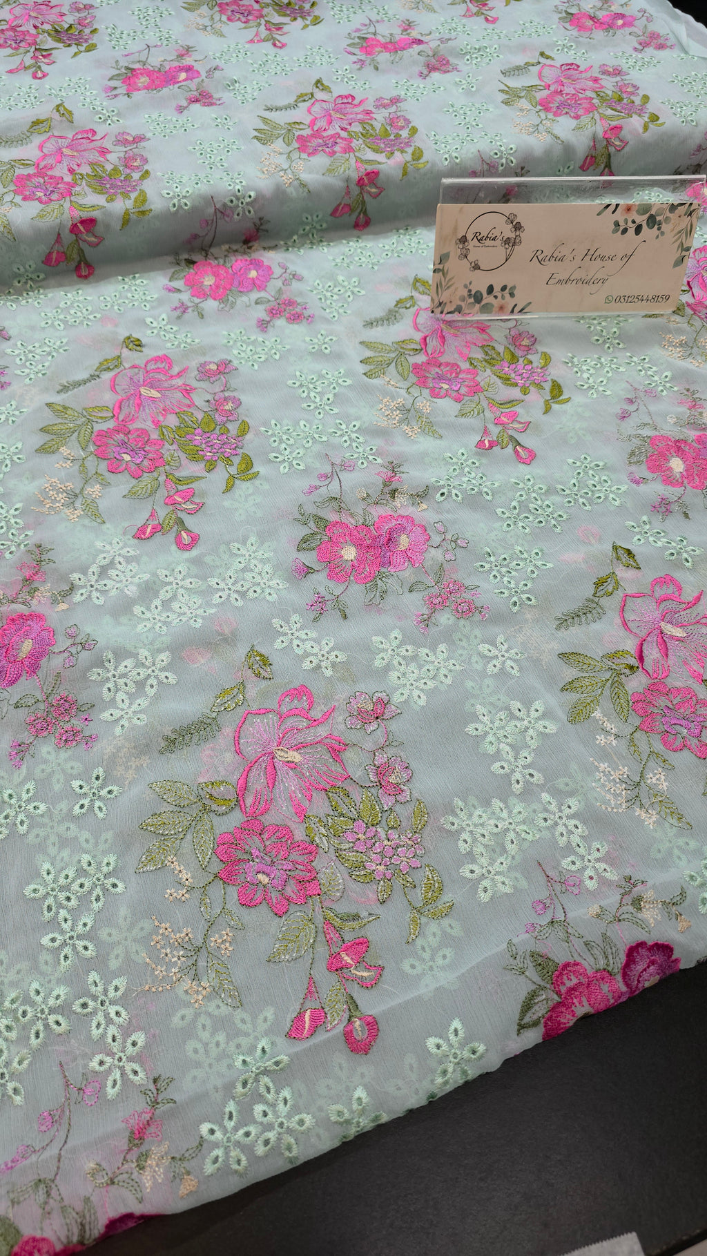 Chiffon allover embroidered shirt and duppatta
