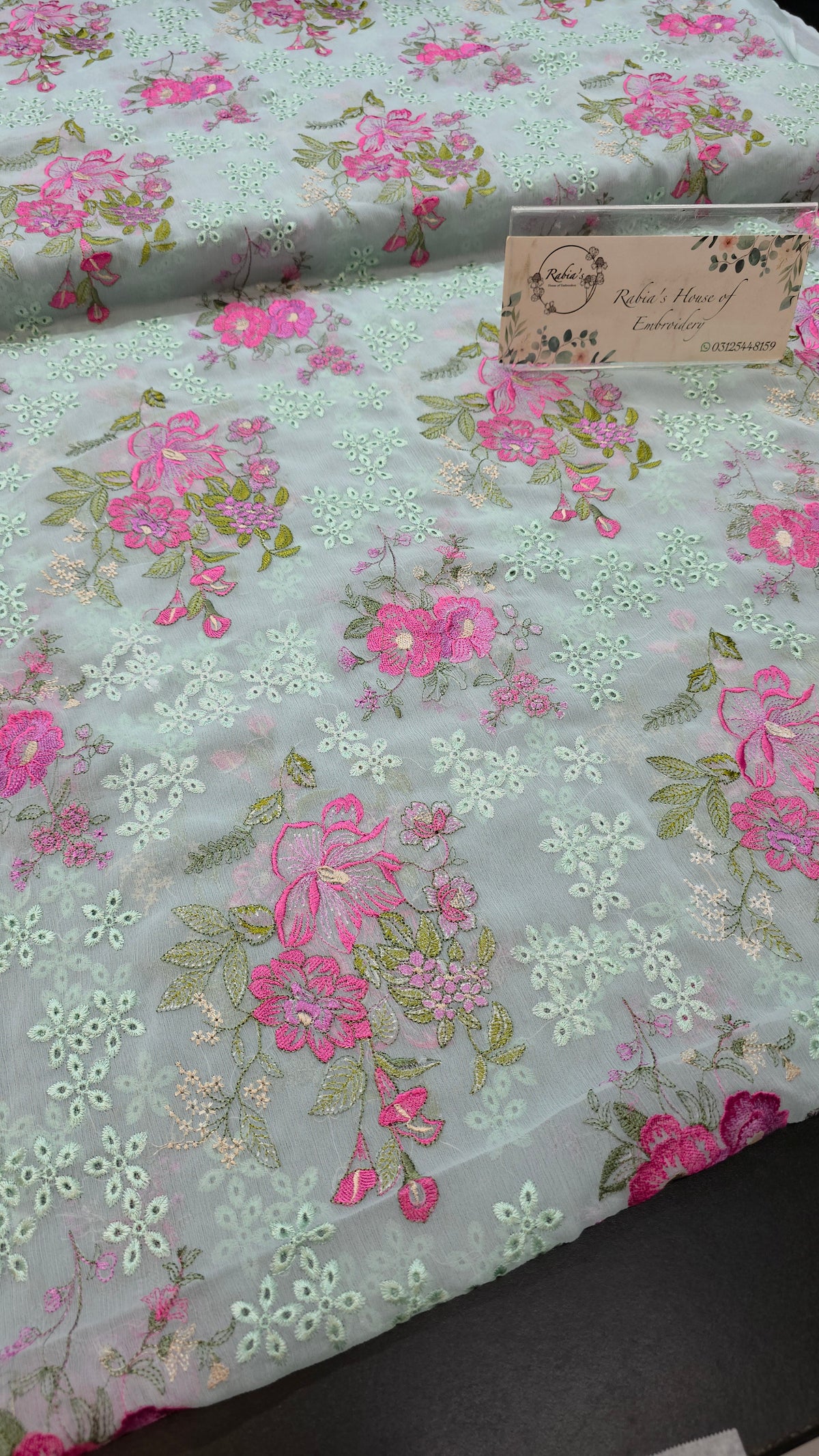 Chiffon allover embroidered shirt and duppatta