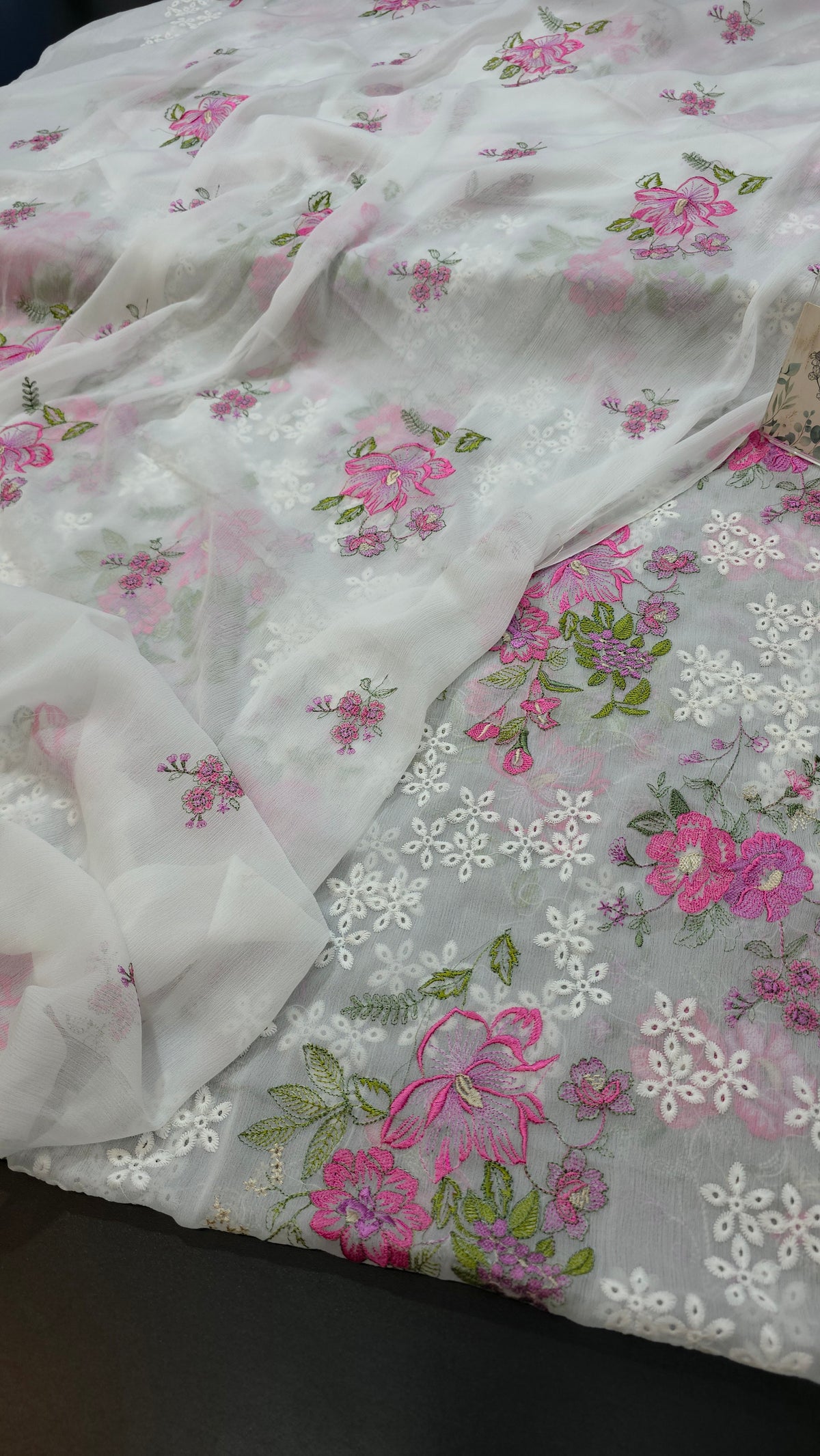 Chiffon allover embroidered shirt and duppatta