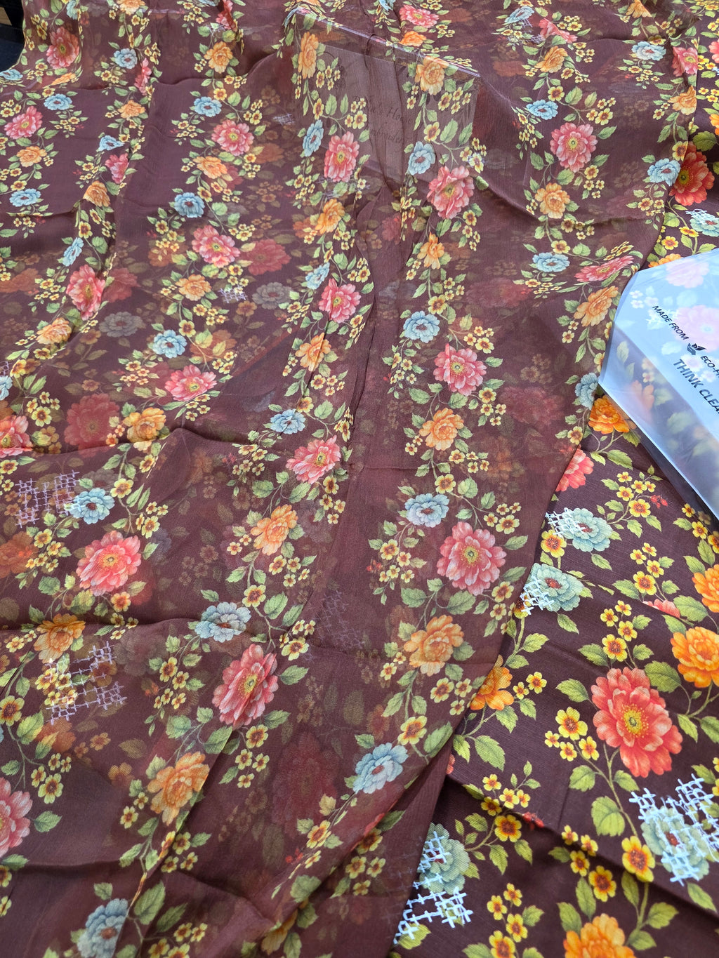 Bareeze printed plus embroidered khadder
