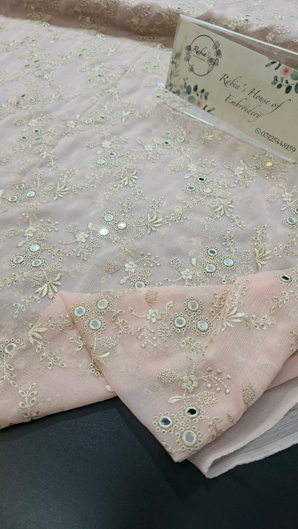 Chiffon allover embroidered shirt and duppatta