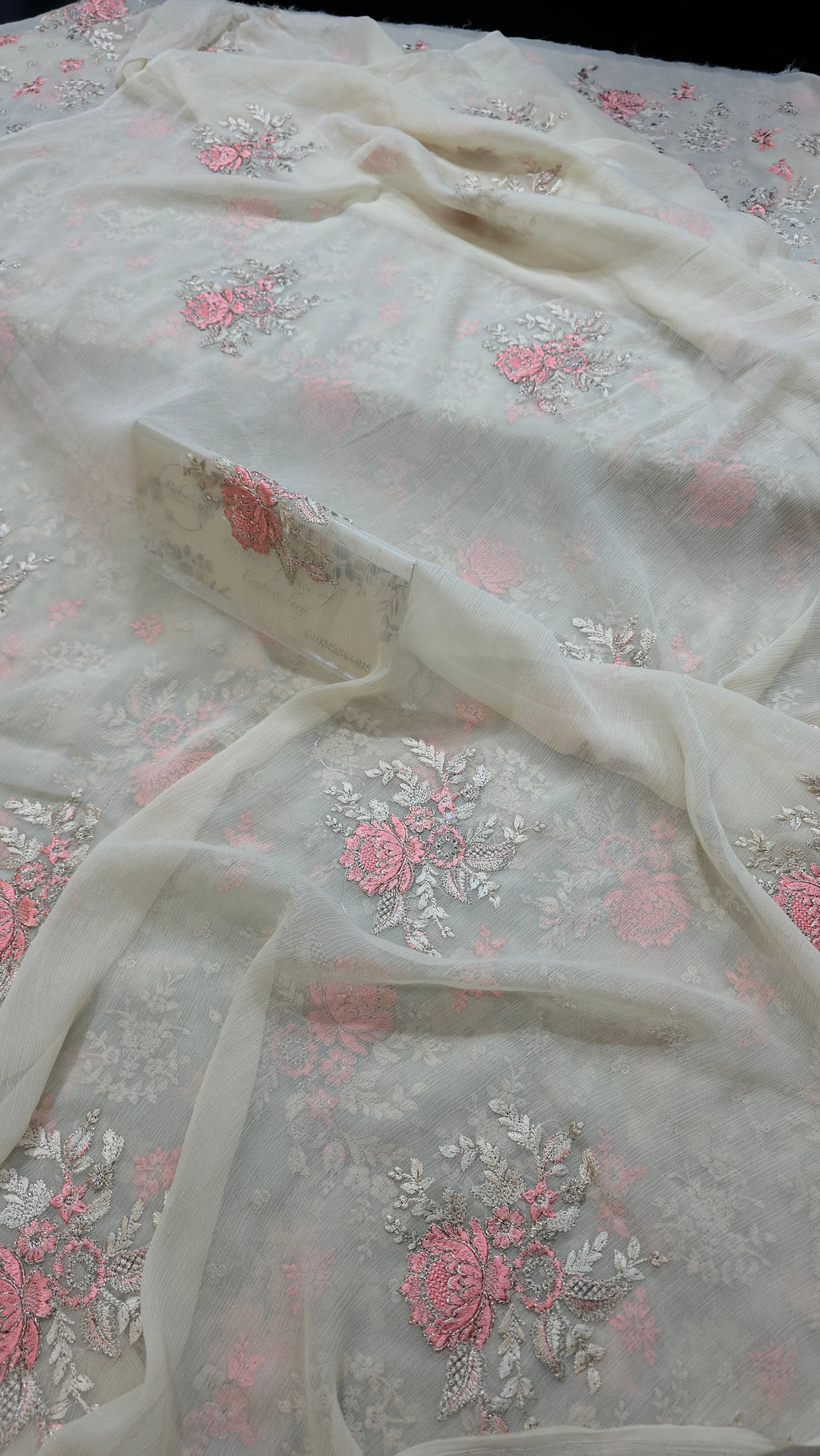 Chiffon allover embroidered shirt and duppatta