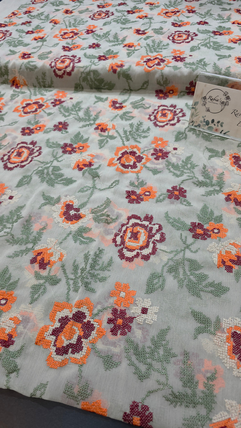 Chiffon allover embroidered shirt and duppatta