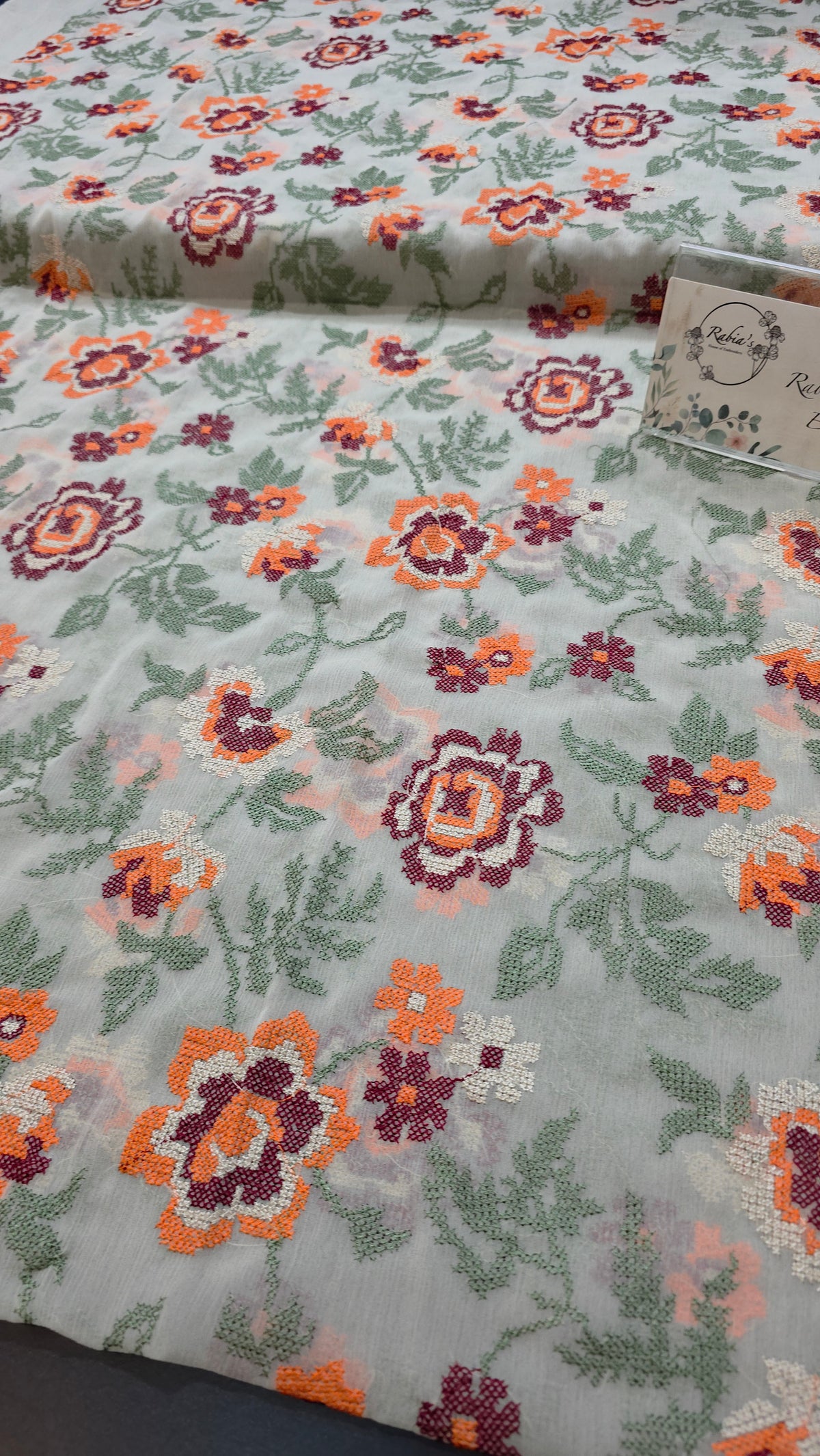 Chiffon allover embroidered shirt and duppatta