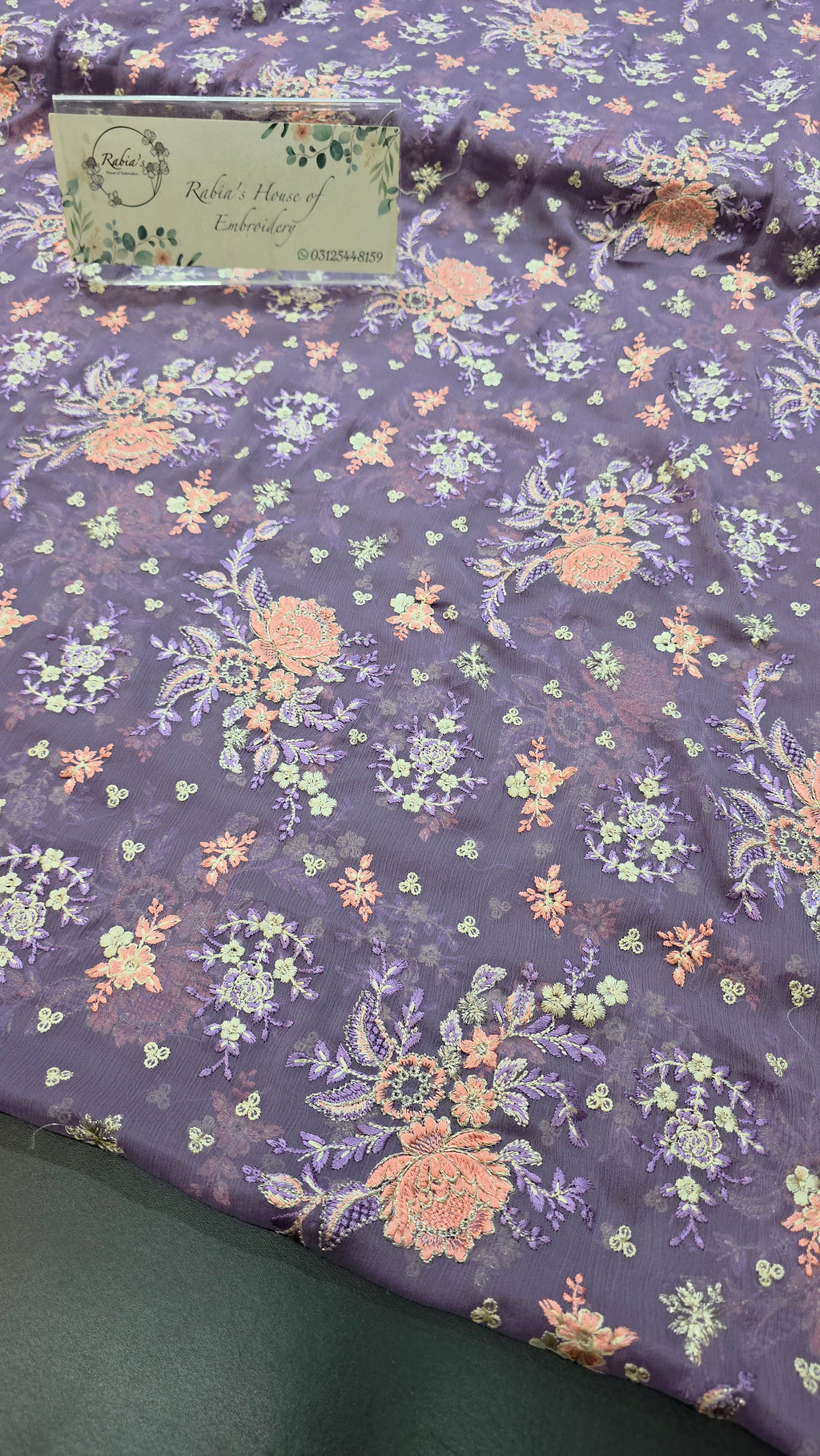 Chiffon allover embroidered shirt and duppatta