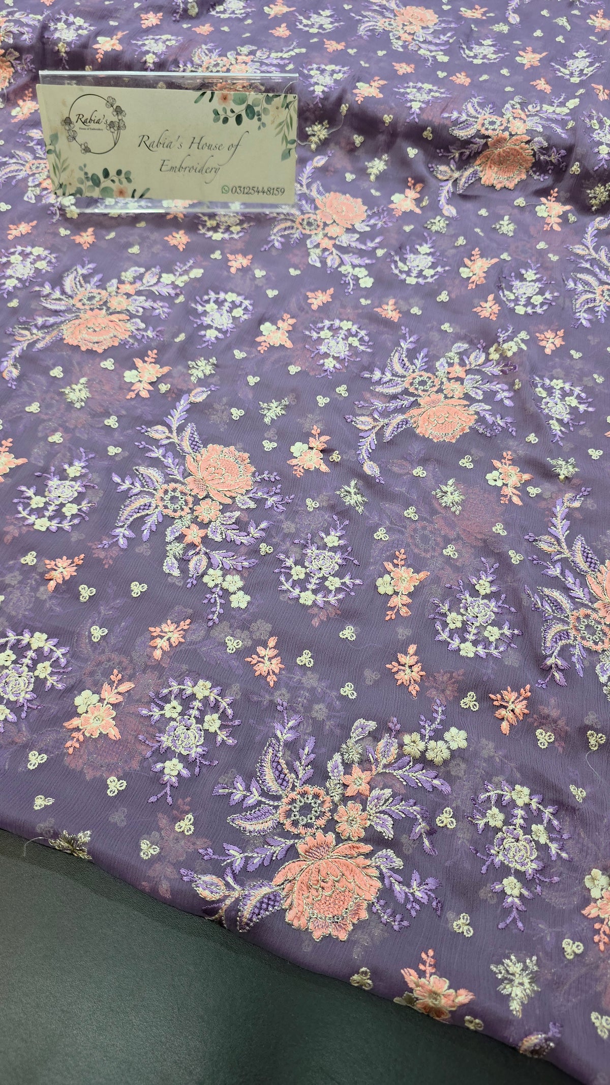 Chiffon allover embroidered shirt and duppatta