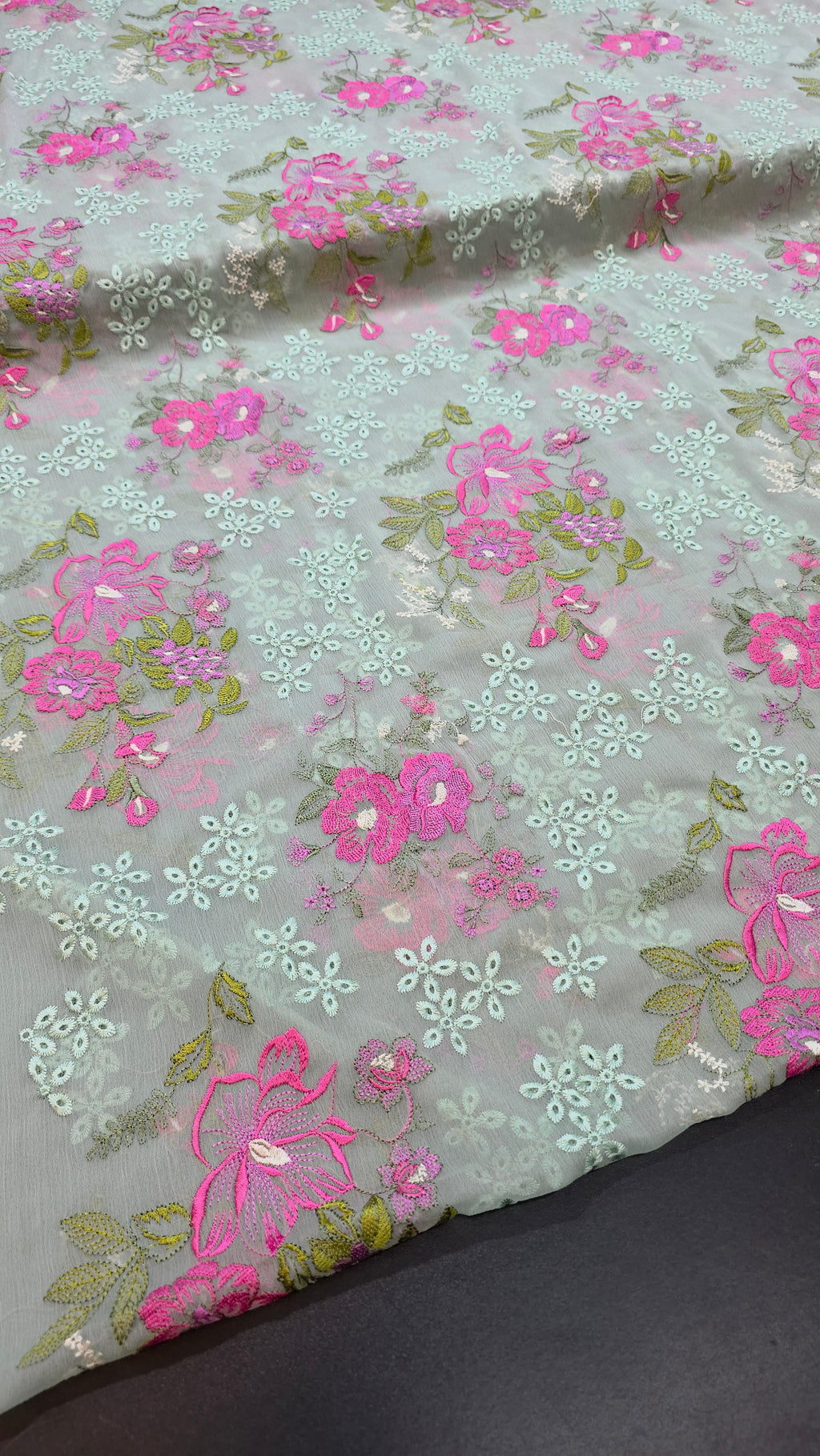 Chiffon allover embroidered shirt and duppatta