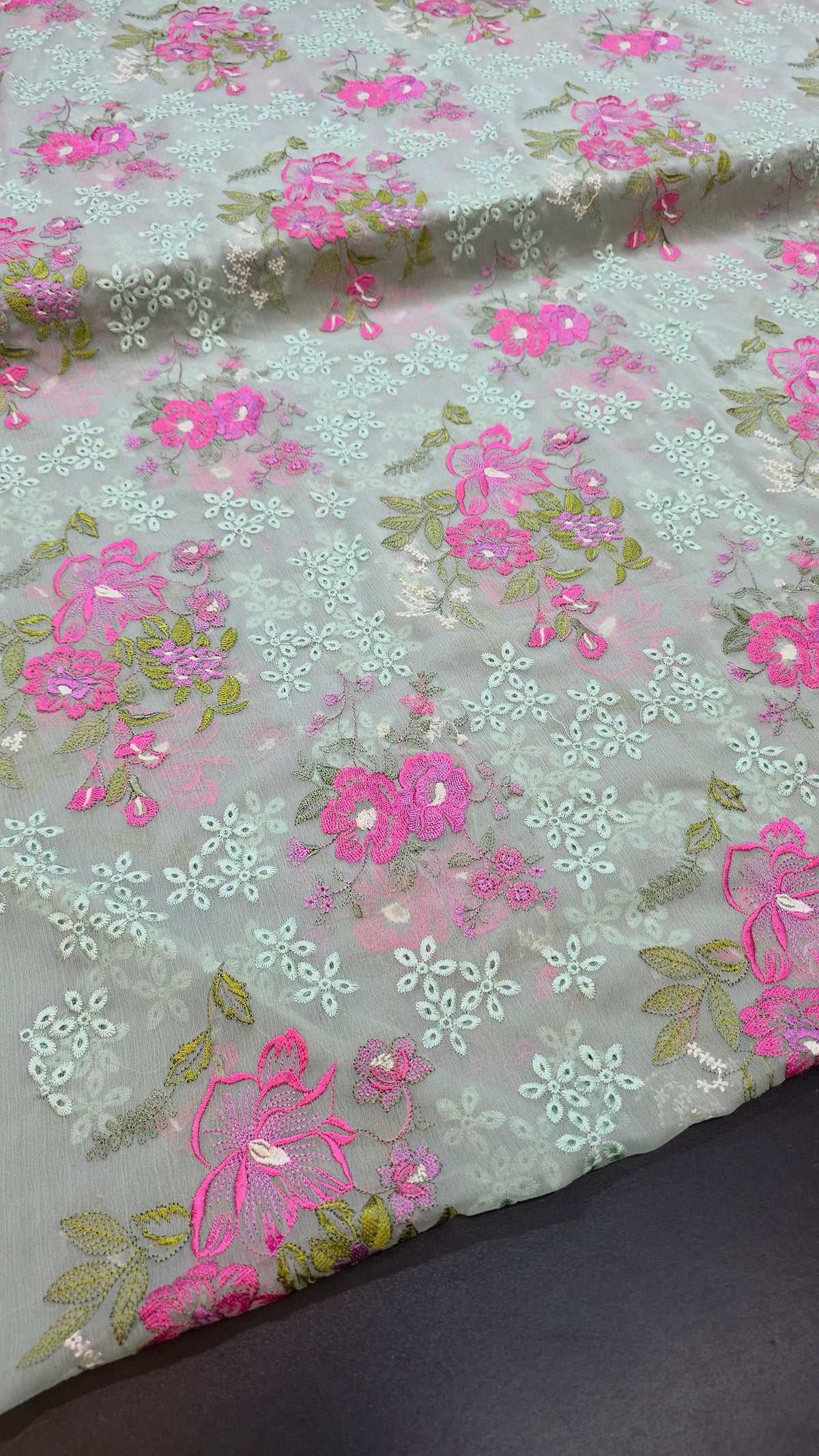 Chiffon allover embroidered shirt and duppatta