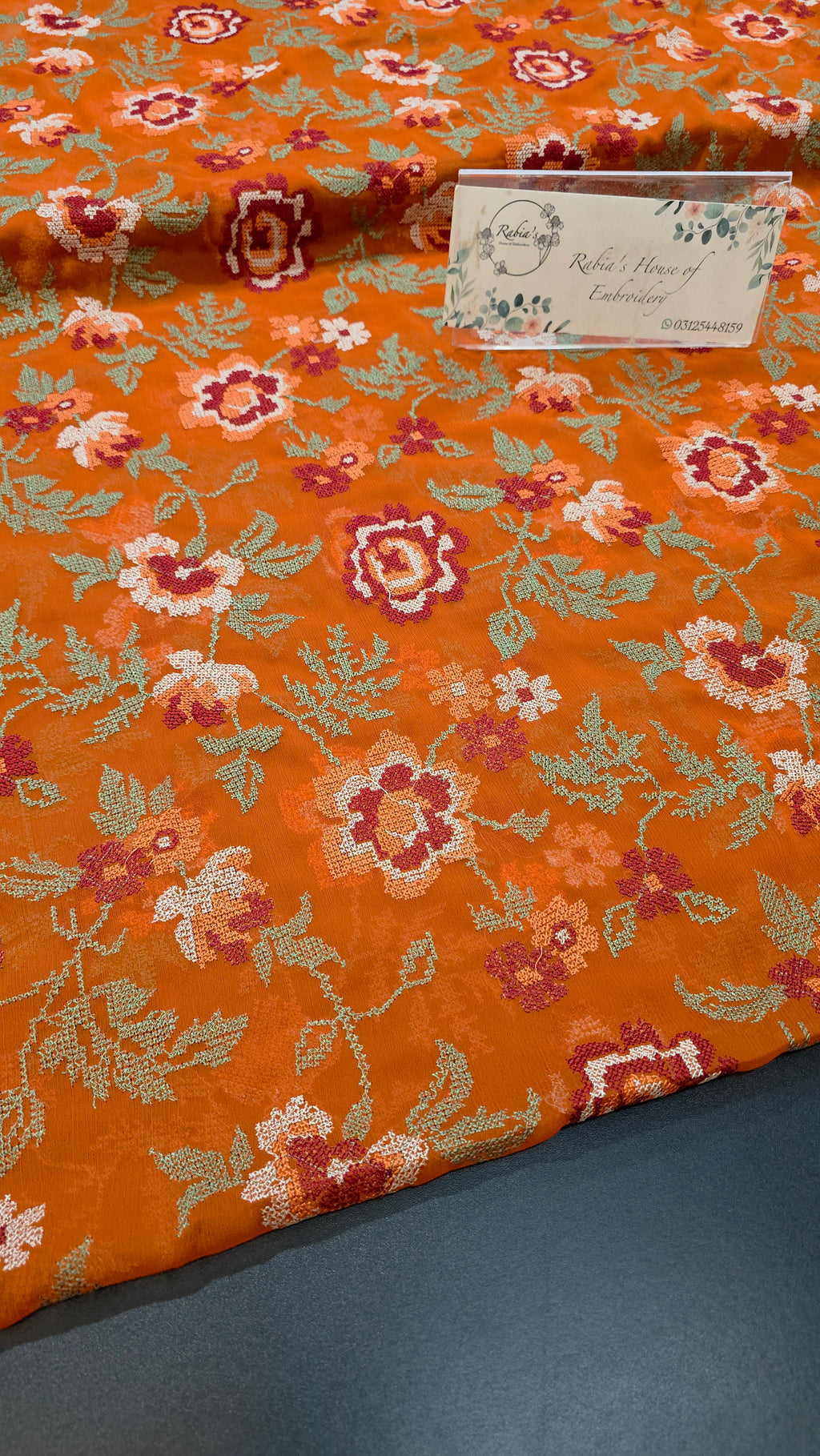 Chiffon allover embroidered shirt and duppatta