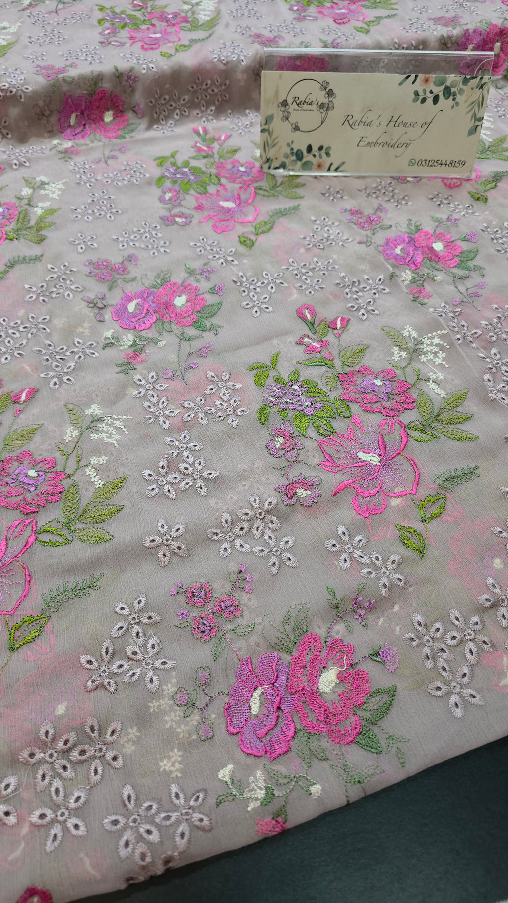 Chiffon allover embroidered shirt and duppatta