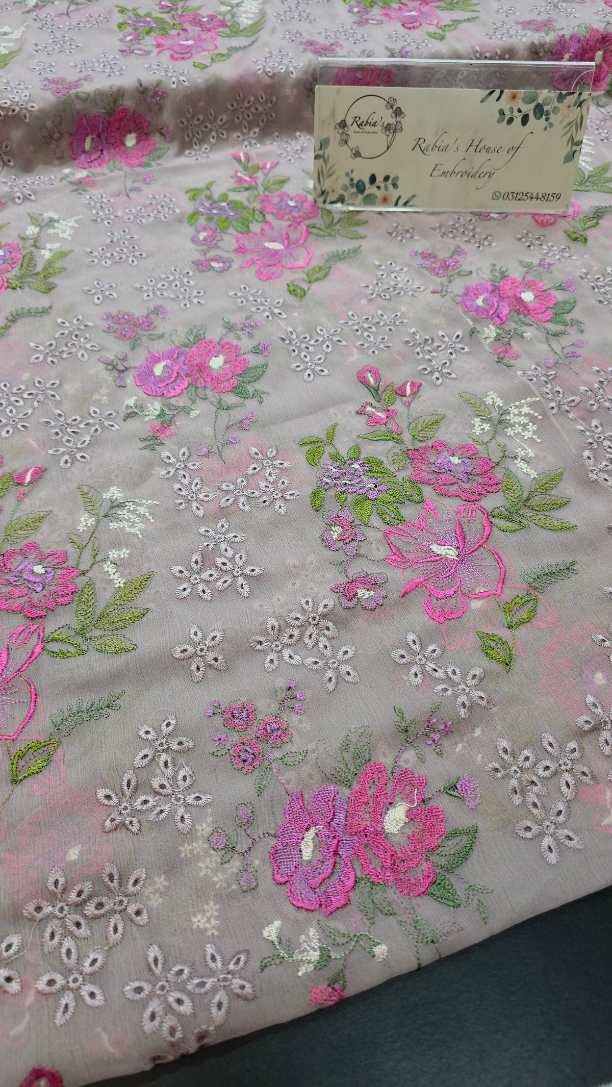 Chiffon allover embroidered shirt and duppatta