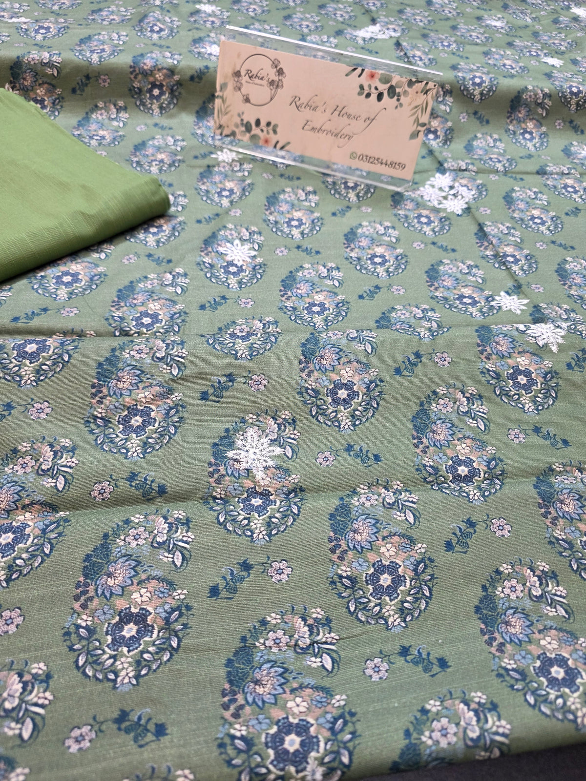 Bareeze printed plus embroidered khadder