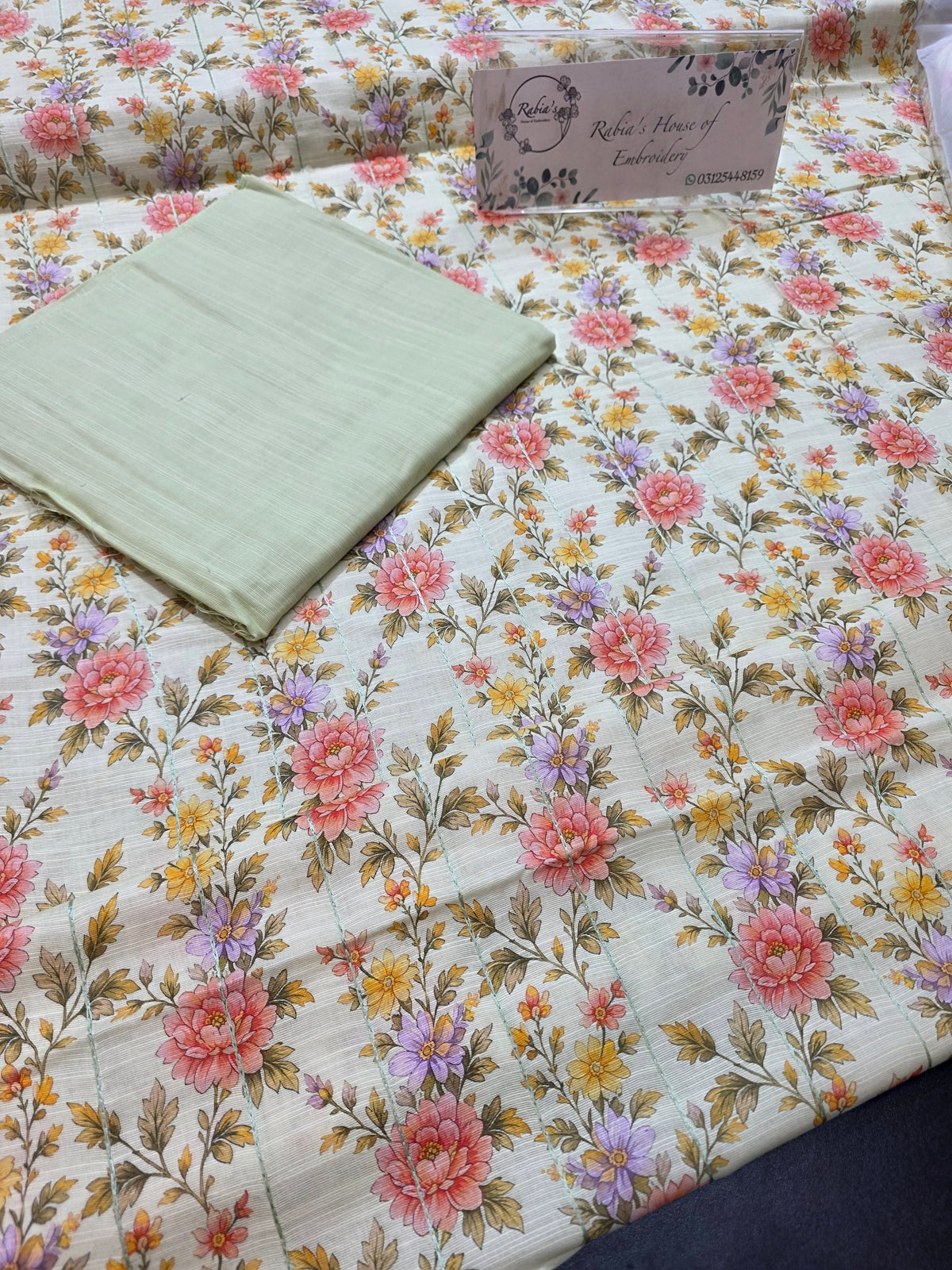 Bareeze printed plus embroidered khadder