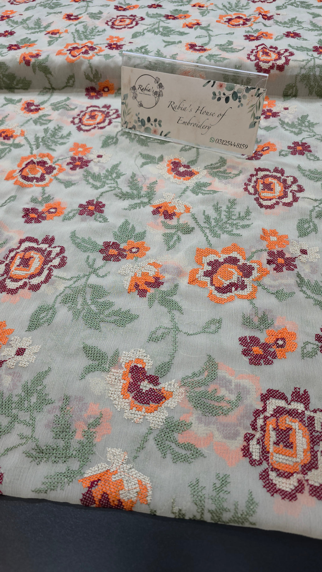 Chiffon allover embroidered shirt and duppatta