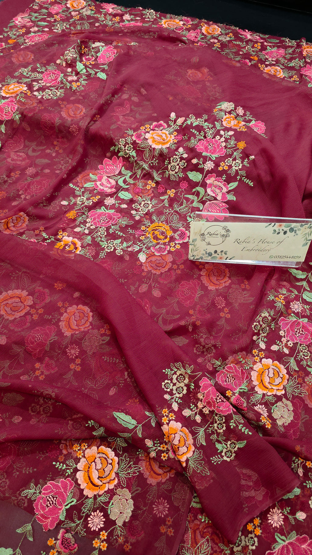 Chiffon allover embroidered 2pc shirt and duppatta