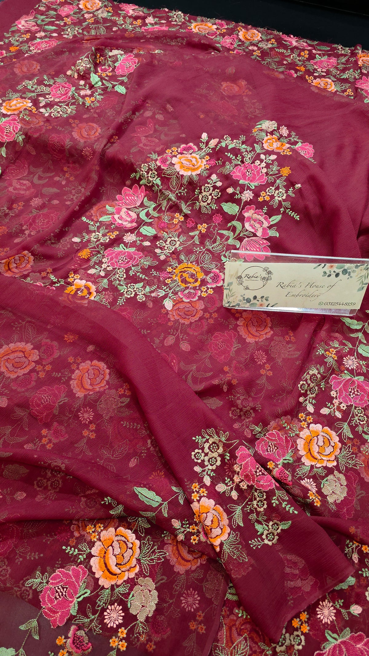 Chiffon allover embroidered 2pc shirt and duppatta