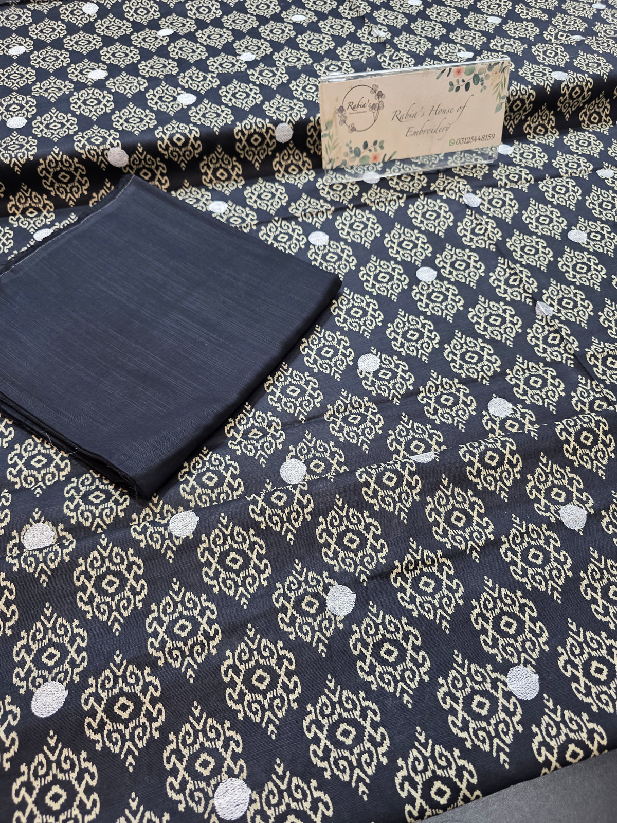 Bareeze printed plus embroidered khadder