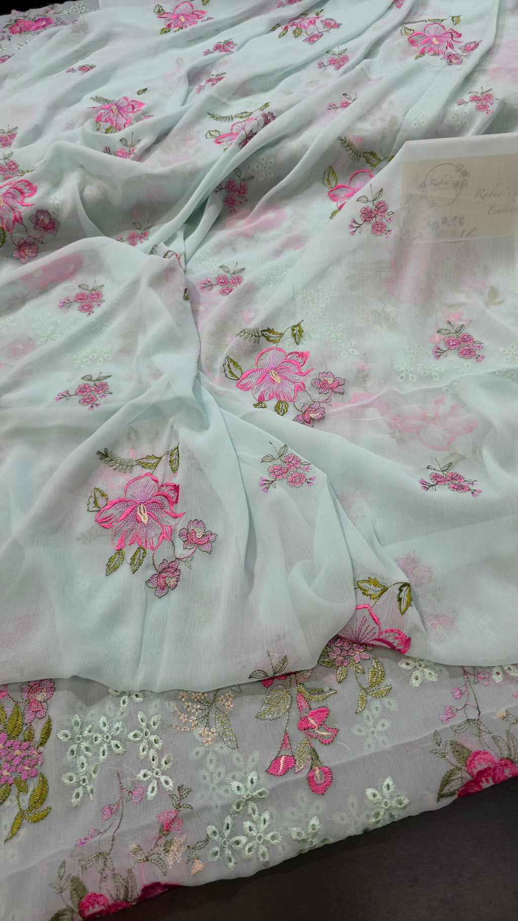 Chiffon allover embroidered shirt and duppatta