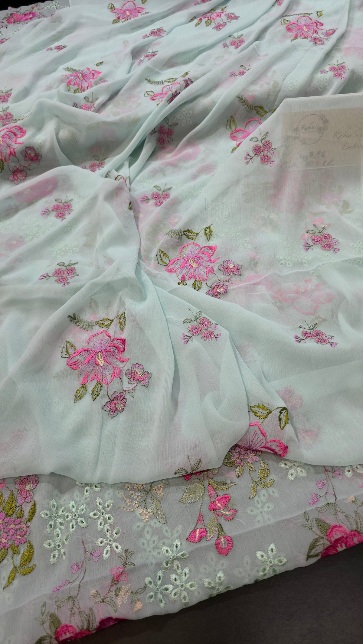 Chiffon allover embroidered shirt and duppatta