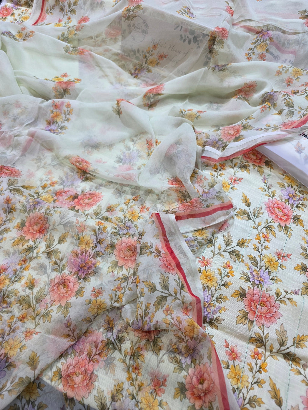 Bareeze printed plus embroidered khadder