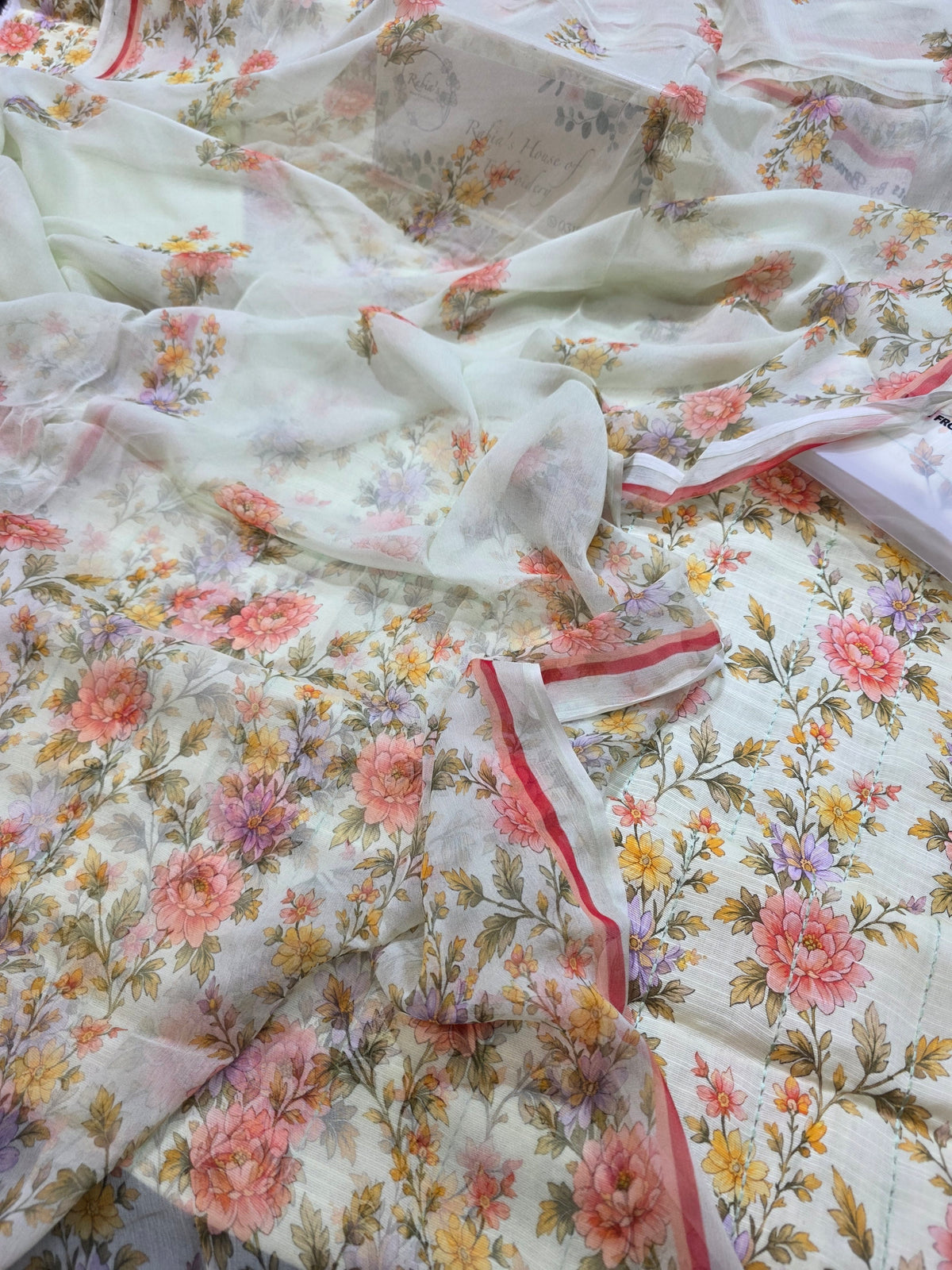 Bareeze printed plus embroidered khadder
