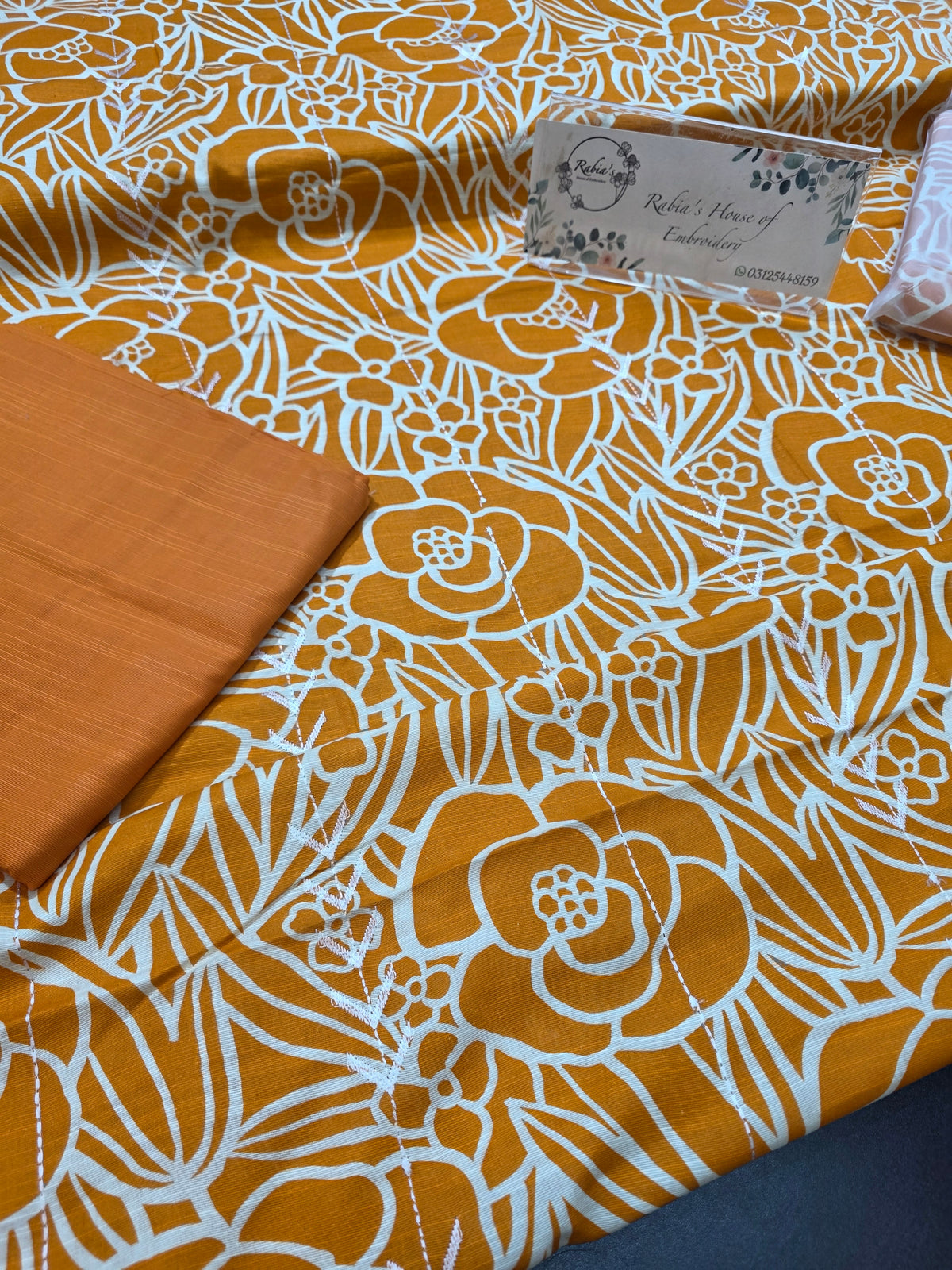 Bareeze printed plus embroidered khadder