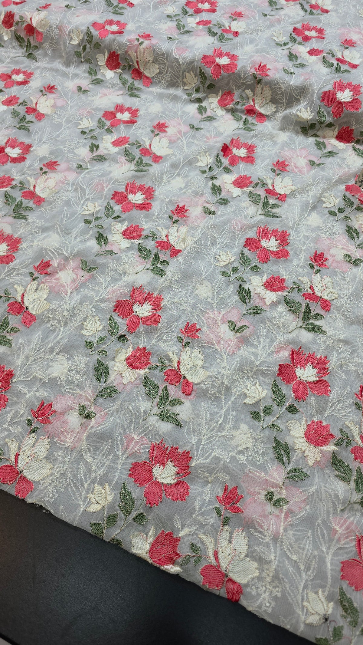 Chiffon allover embroidered shirt and duppatta