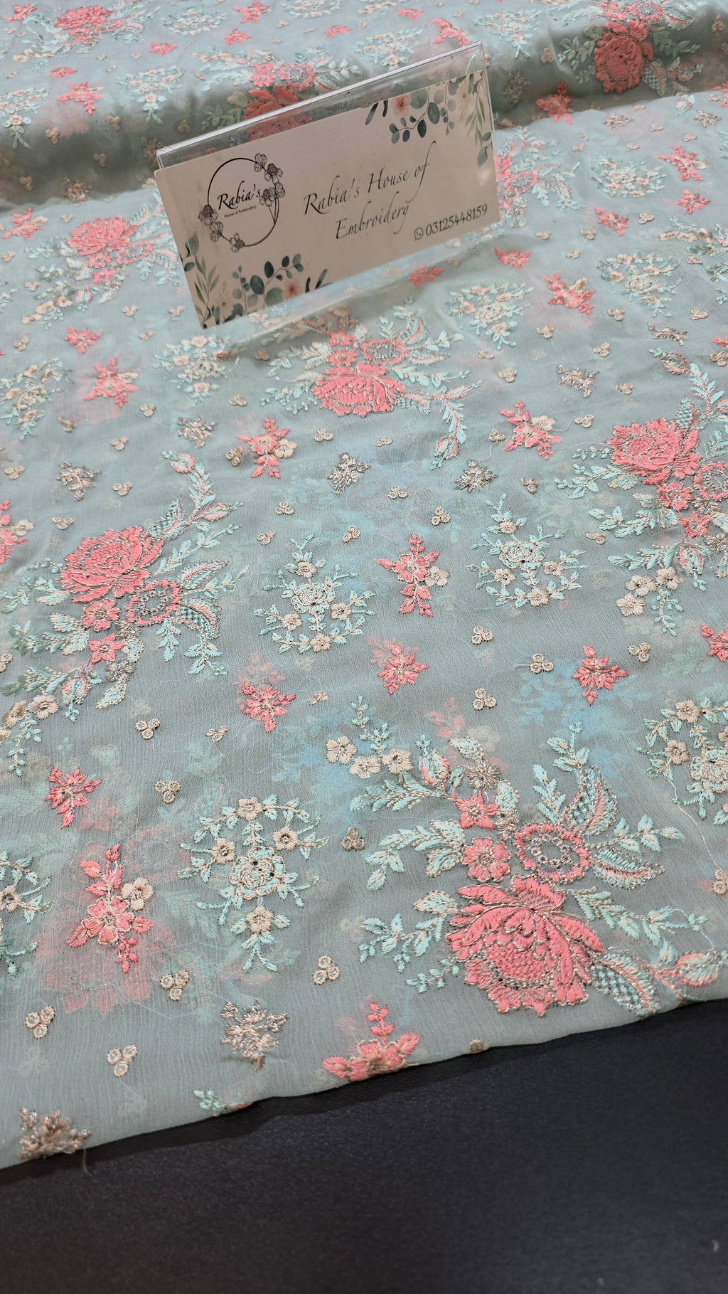 Chiffon allover embroidered shirt and duppatta