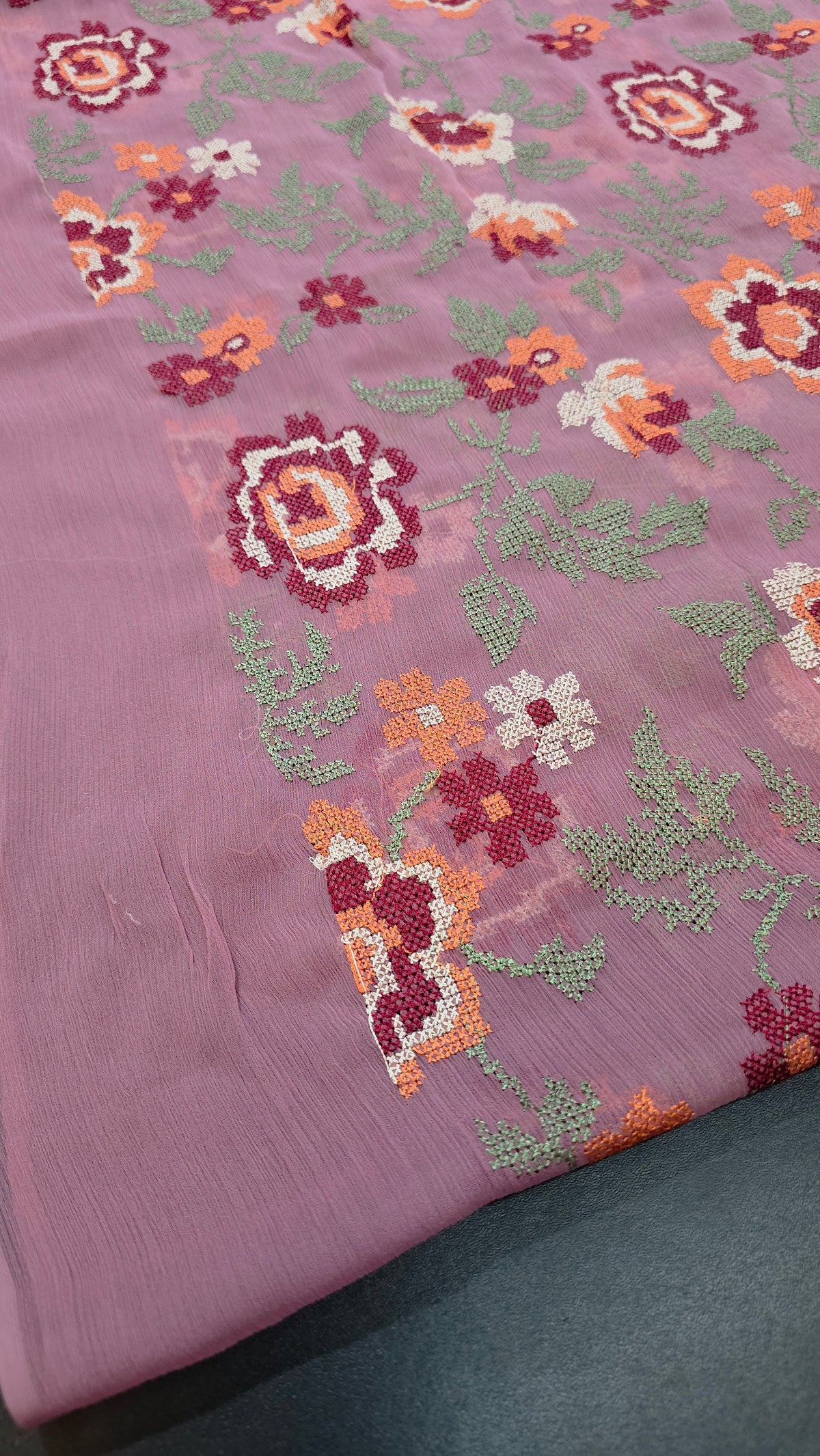 Chiffon allover embroidered shirt &  duppatta