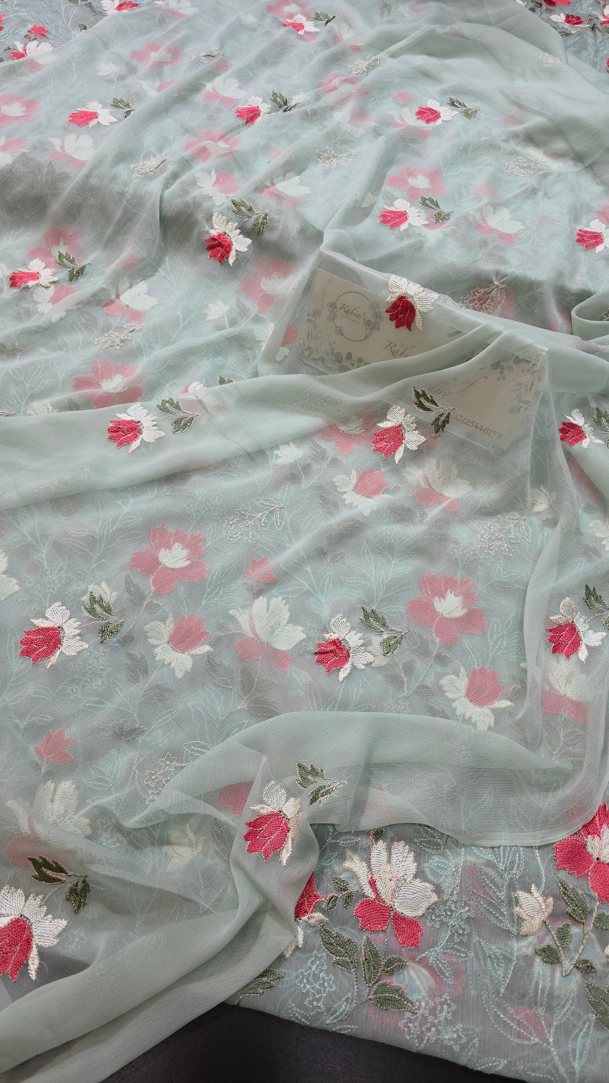 Chiffon allover embroidered shirt and duppatta