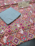 Bareeze printed plus embroidered khadder