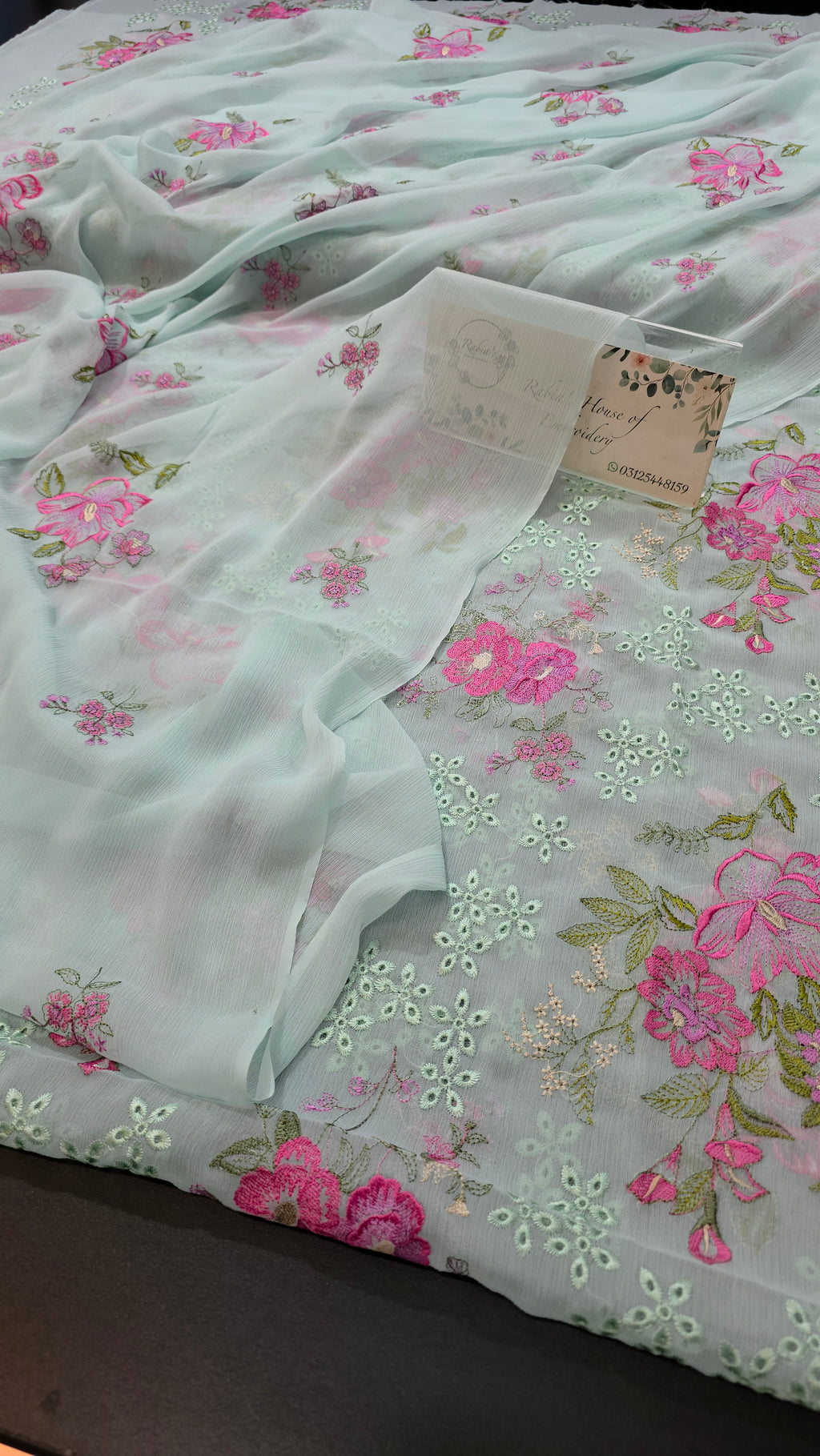 Chiffon allover embroidered shirt and duppatta