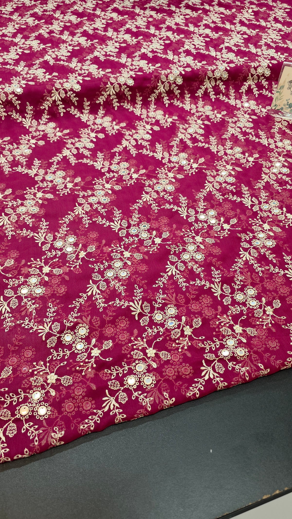 Chiffon allover embroidered shirt and duppatta