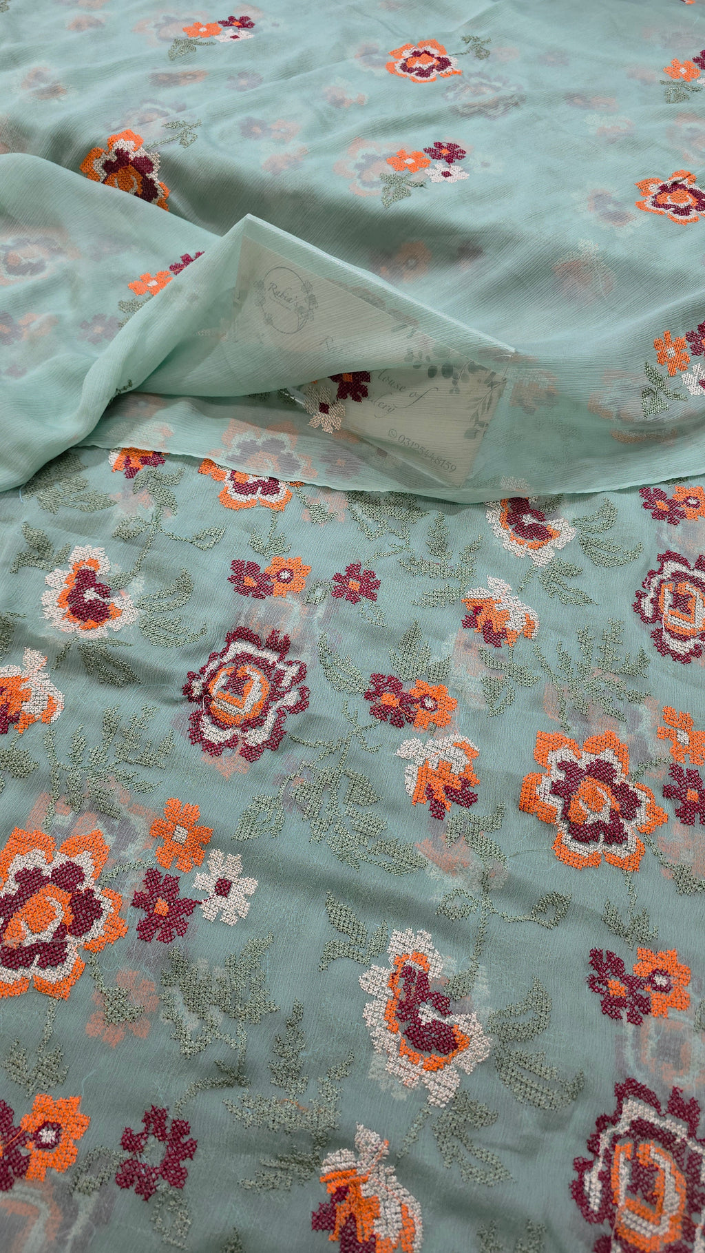 Chiffon allover embroidered shirt and duppatta