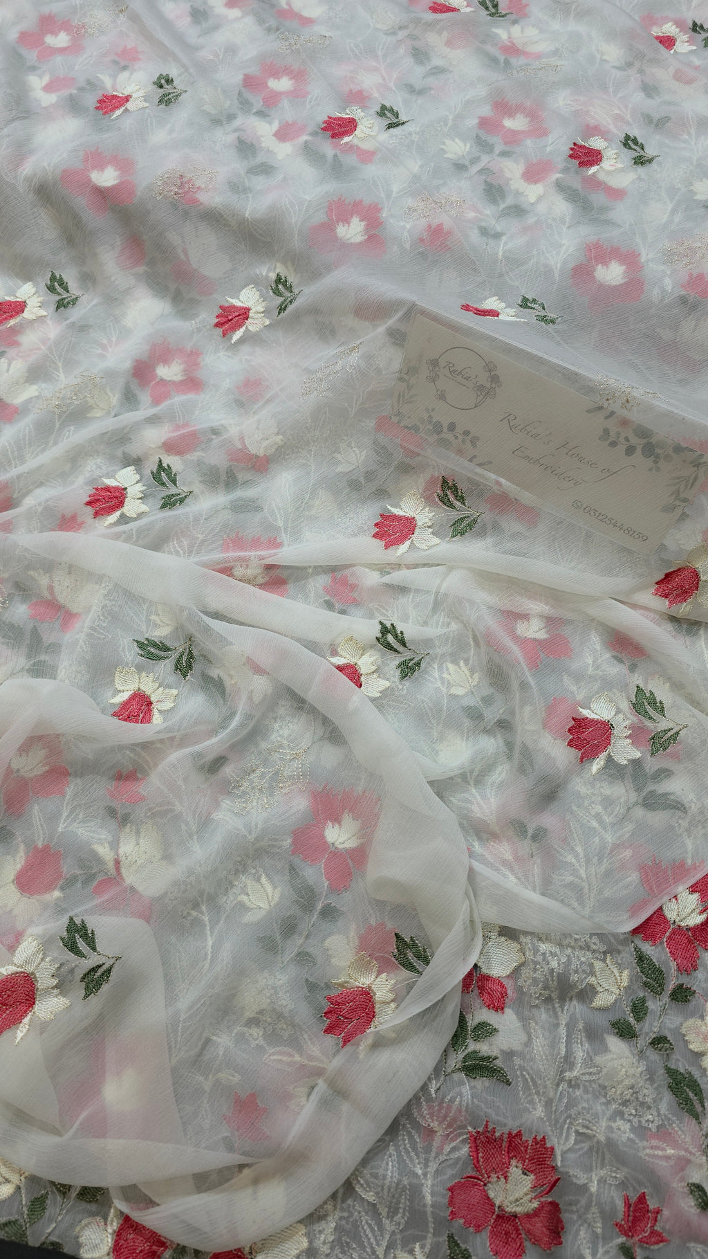 Chiffon allover embroidered shirt and duppatta