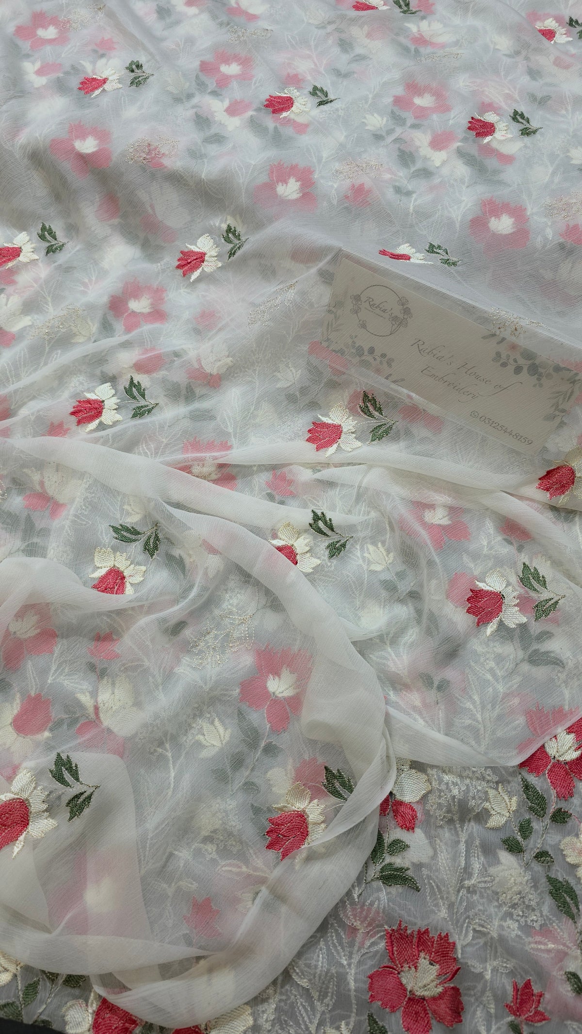 Chiffon allover embroidered shirt and duppatta