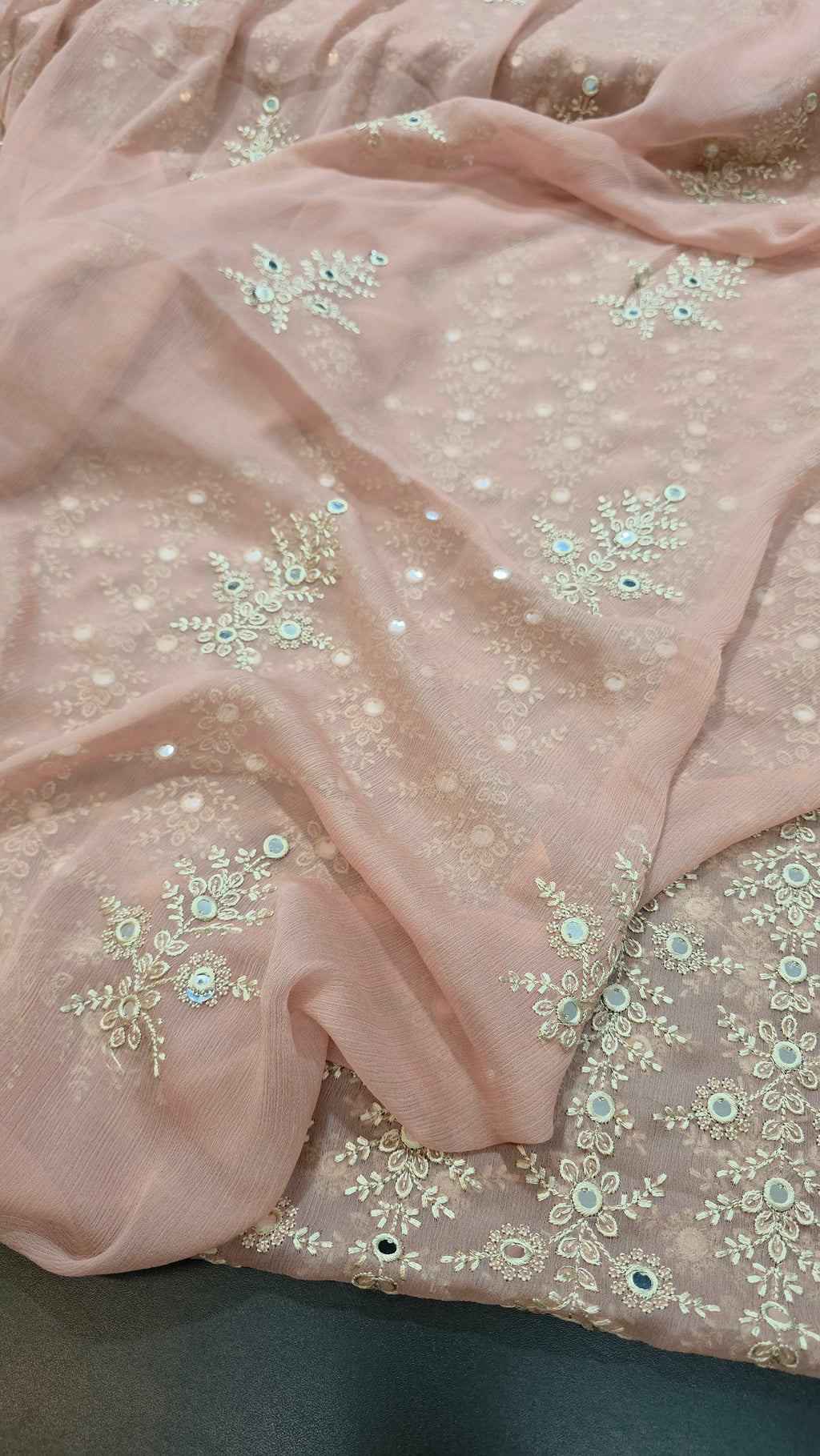 Chiffon allover embroidered shirt and duppatta