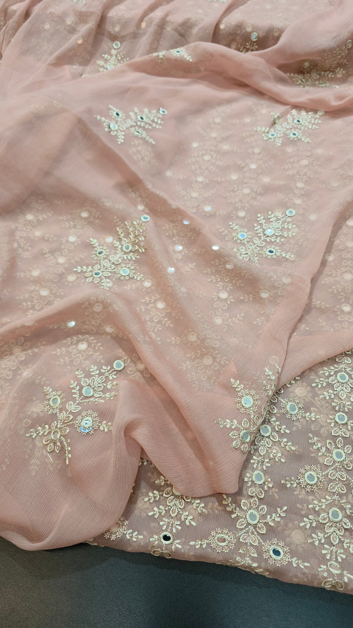 Chiffon allover embroidered shirt and duppatta