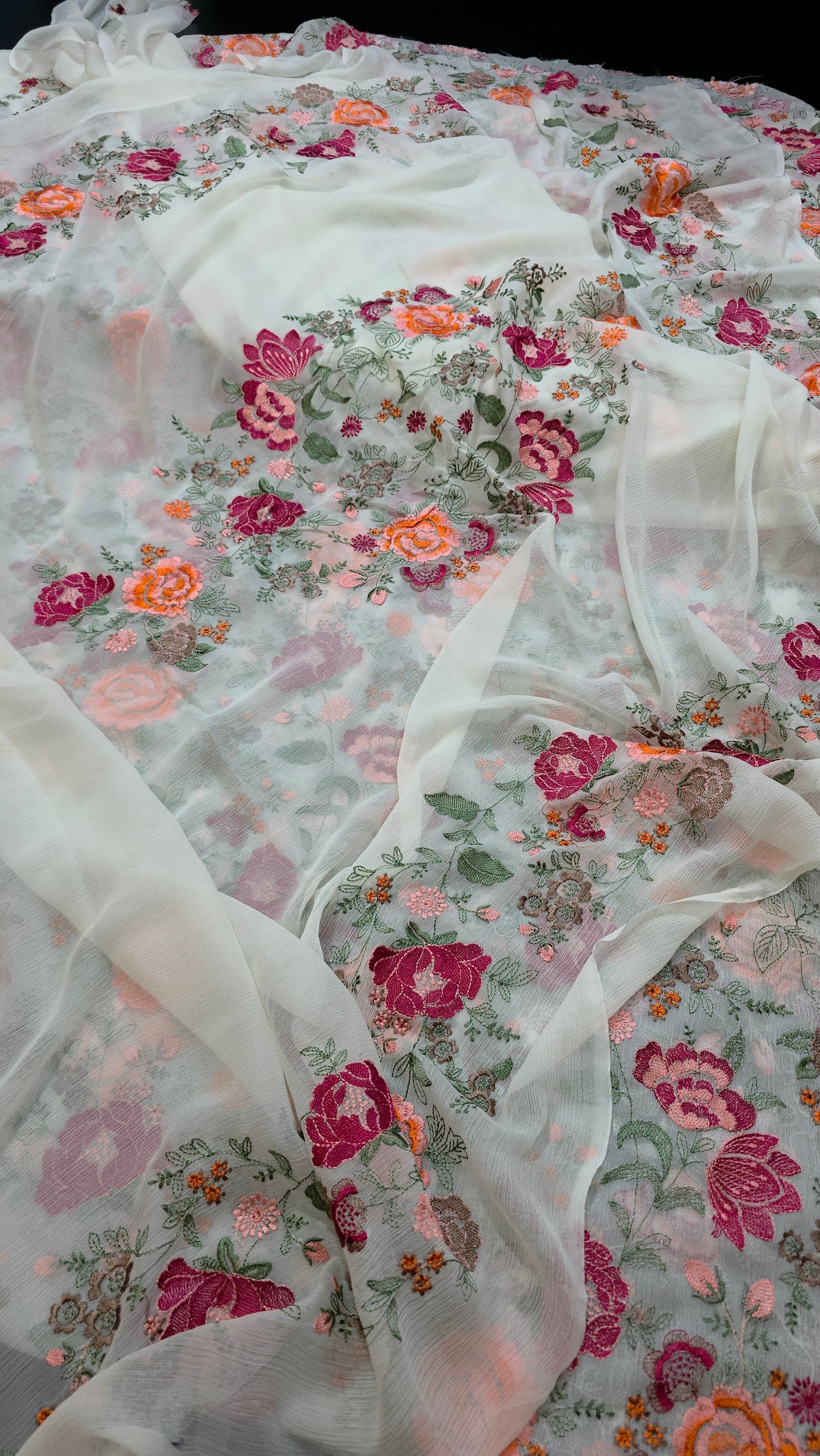 Chiffon allover embroidered shirt and duppatta