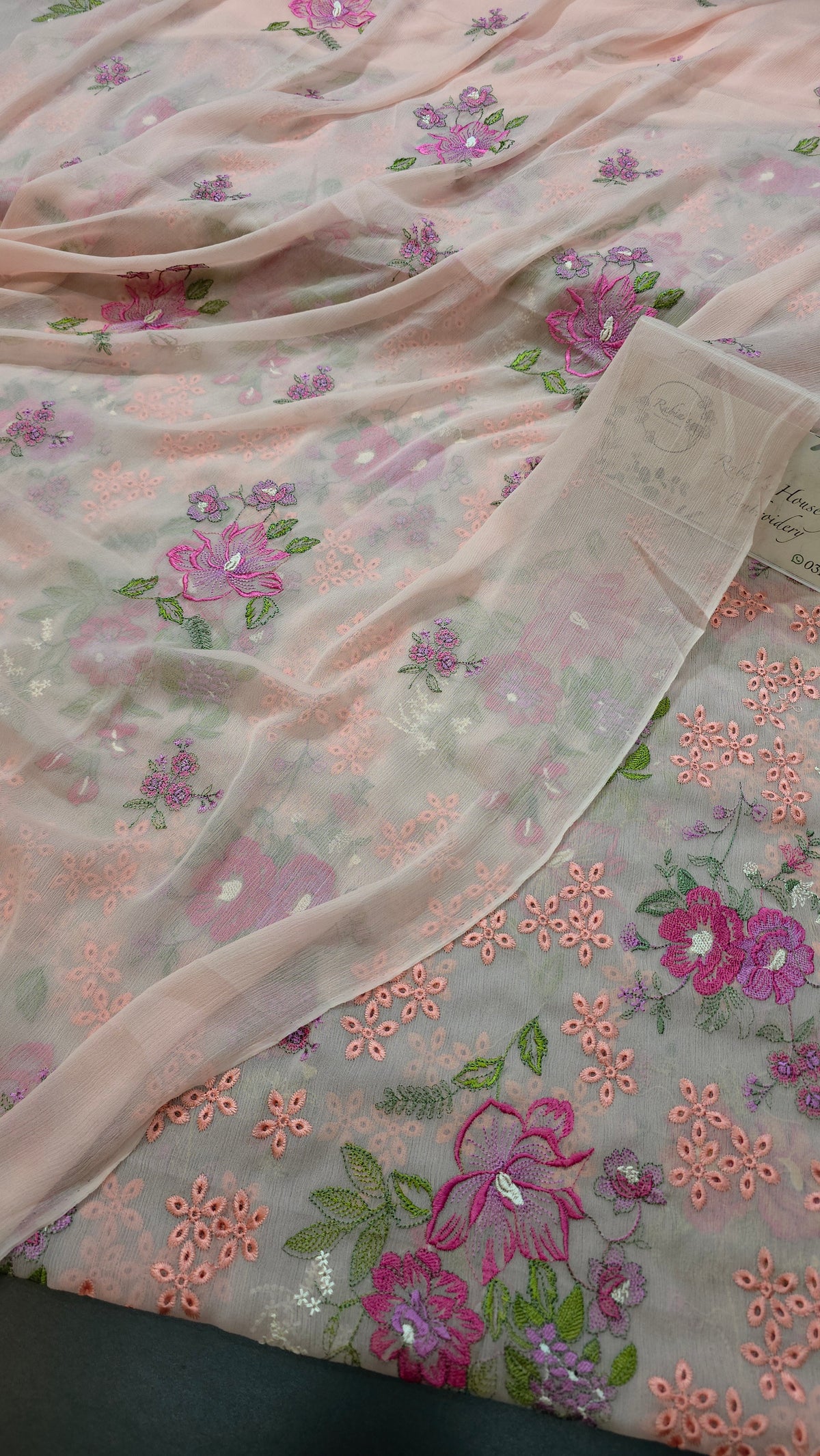 Chiffon allover embroidered shirt and duppatta