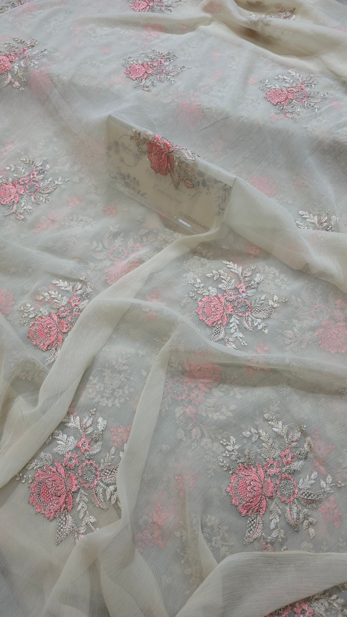 Chiffon allover embroidered shirt and duppatta